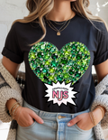 St Patricks Day Heart PNG: Rhinestone Mosaic Sparkle Jewel Glossy Glitter Sublimation Design