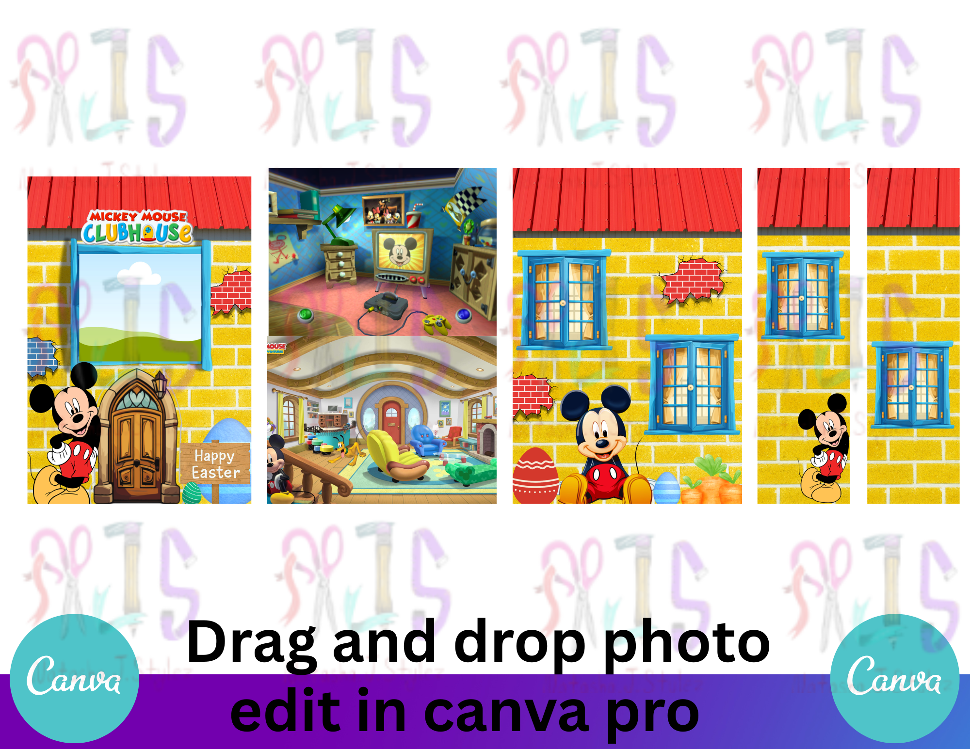mickey club house easter box edit in canva
