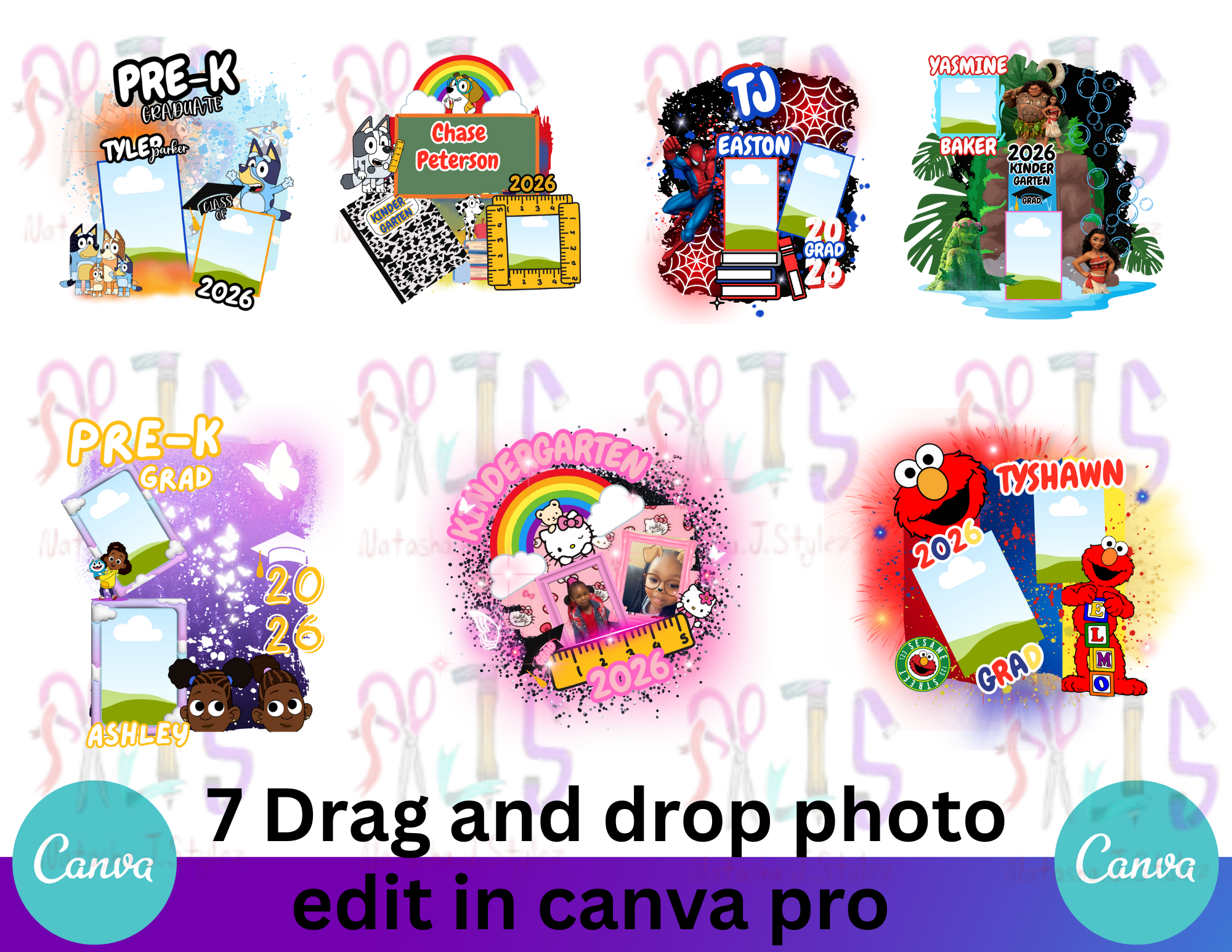 7 drag and drop kids graduation templates