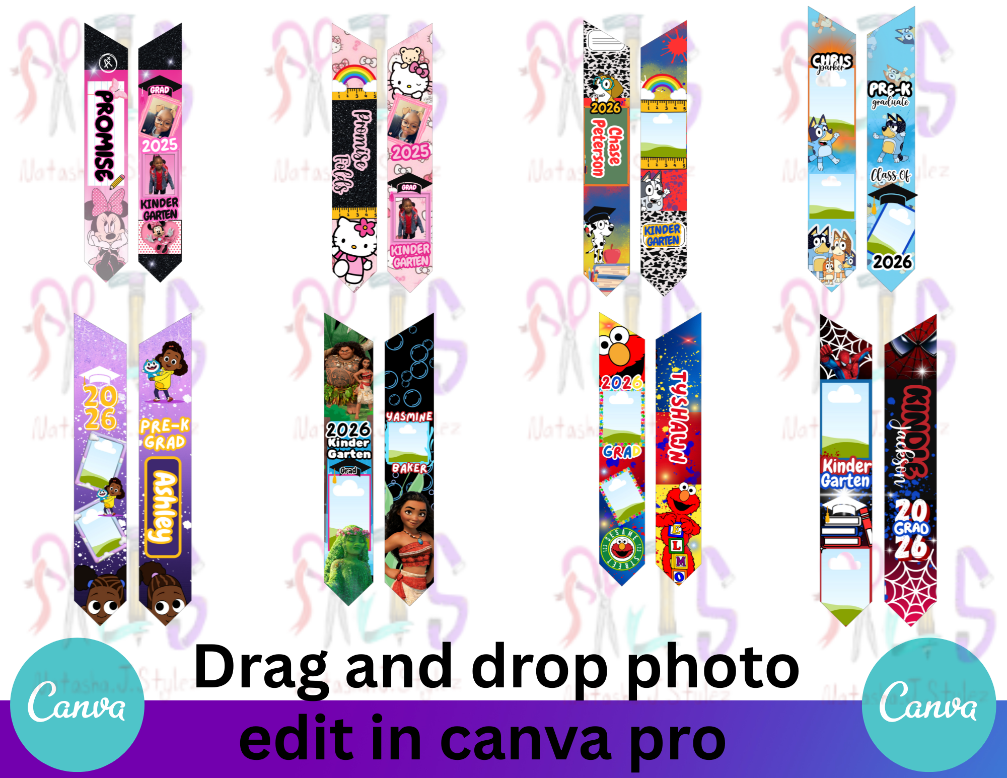 8 Drag and drop kids grad stoles