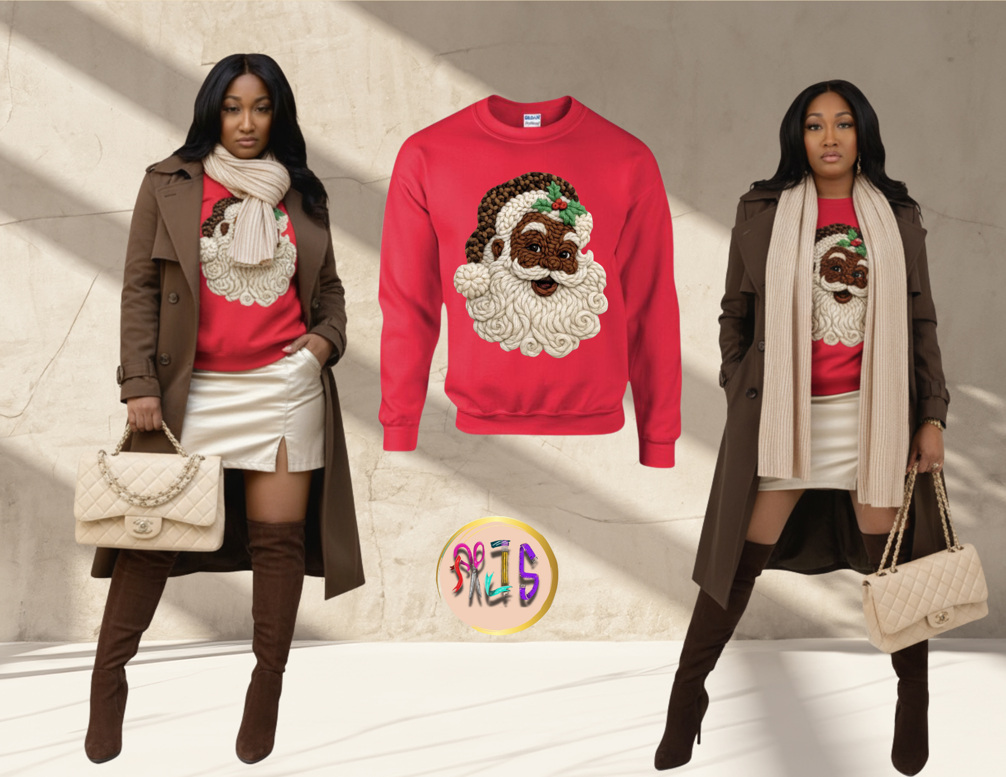 BROWN SANTA YARN ILLUSION SWEATER