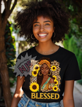 Blessed PNG, Black Woman Sunflower Shirt Design, African American Faith Sublimation, Leopard