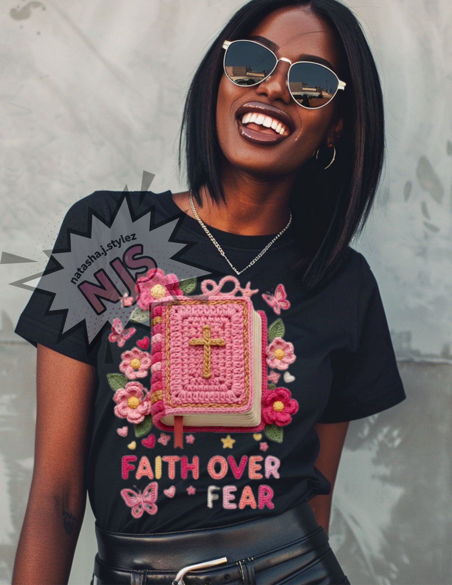 Faith Over Fear PNG, Pink Faux Yarn Christian Sublimation, dtf Design, Trending Digital Download