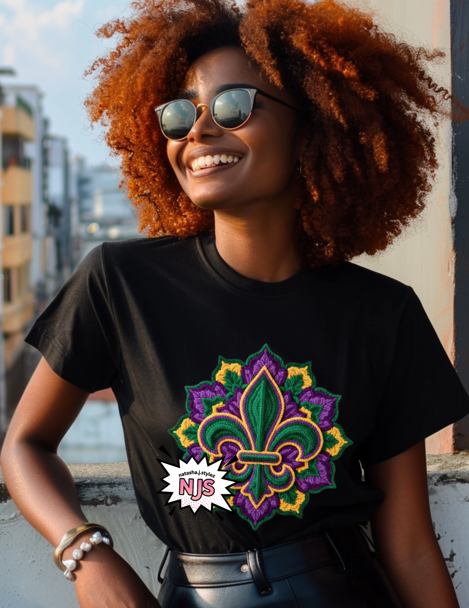 Mardi Gras Fleur De Lis Faux Yarn PNG, Louisiana New Orleans Carnival Sublimation Design