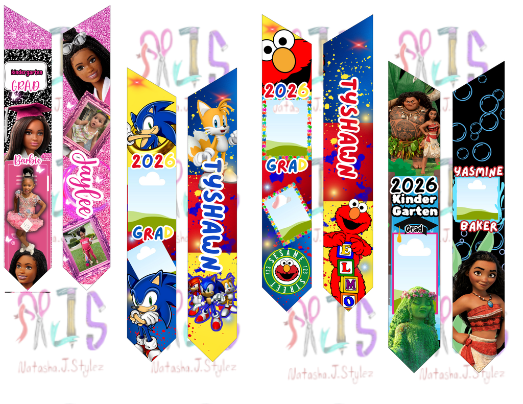 9 kids 2026 grad stole template canva download