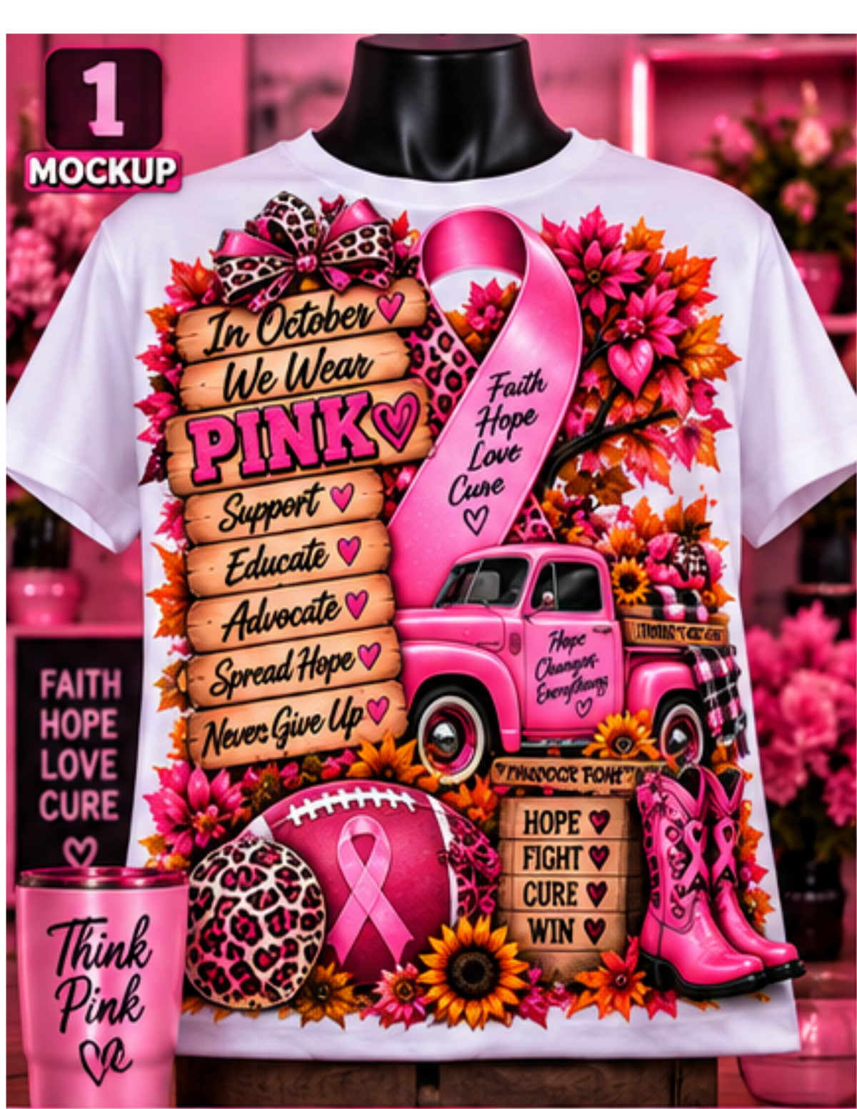 5 FALL BREAST CANCER TEMPLATES DTF ,SUBLIMATION,TUMBLERS,SHIRTS ,HOODIES