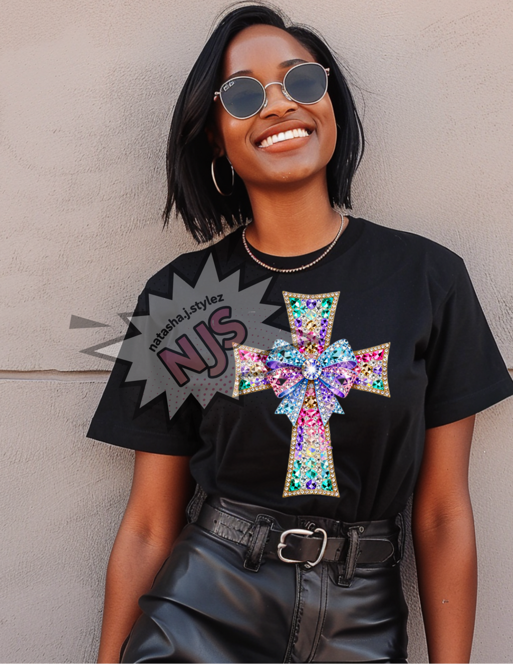 Cross PNG: Pink and Teal Faith Sublimation Design diamond png dtf, sublimation