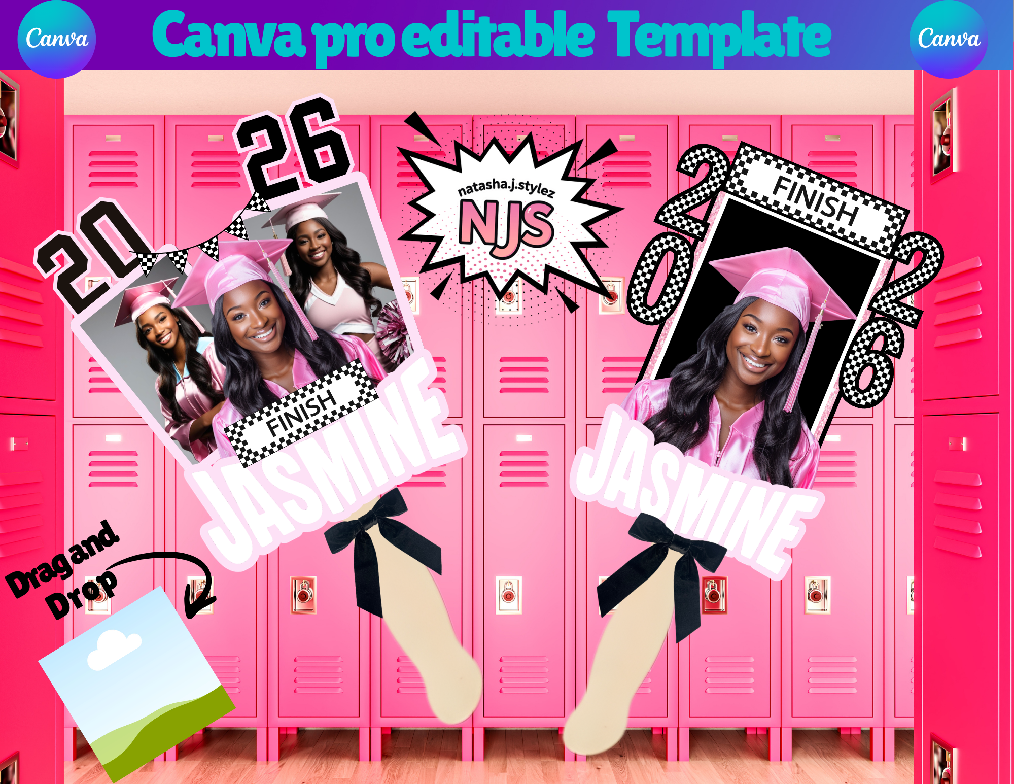 2 EDIT IN CANVA GRADUATION FAN TEMPLATES, DRAG AND DROP YOUR IMAGES
