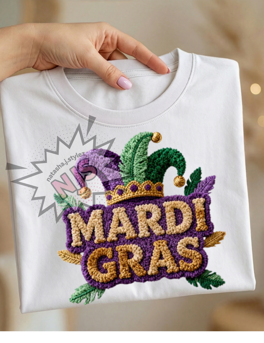 Mardi Gras PNG, Faux Yarn Louisiana Jester Hat Carnival Sublimation Design, Trending Digital Download