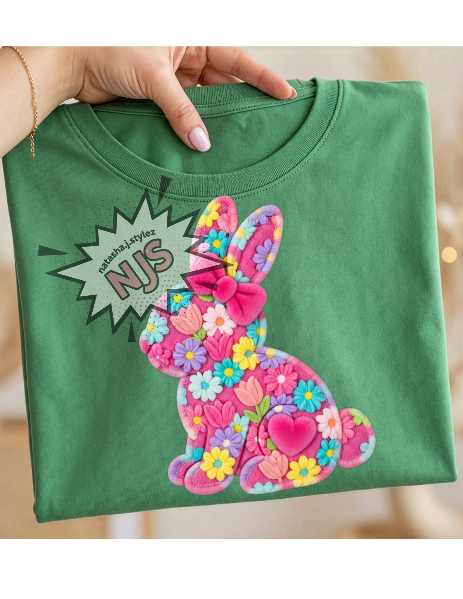 Easter Bunny PNG: Faux Yarn Floral Coquette Bow Sublimation Design, Trending Digital Download File