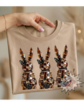 Rhinestone Leopard Easter Bunny PNG: Sparkle Bling Crystal Mosaic Jewel Diamond Spring Sublimation