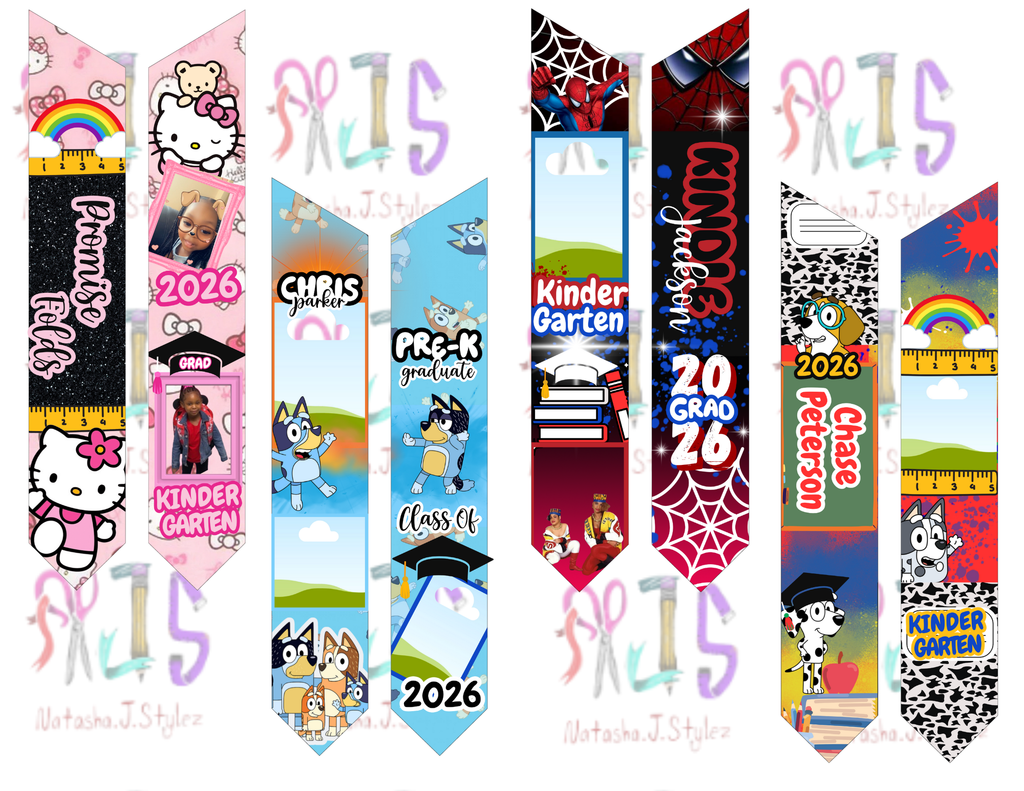 9 kids 2026 grad stole template canva download