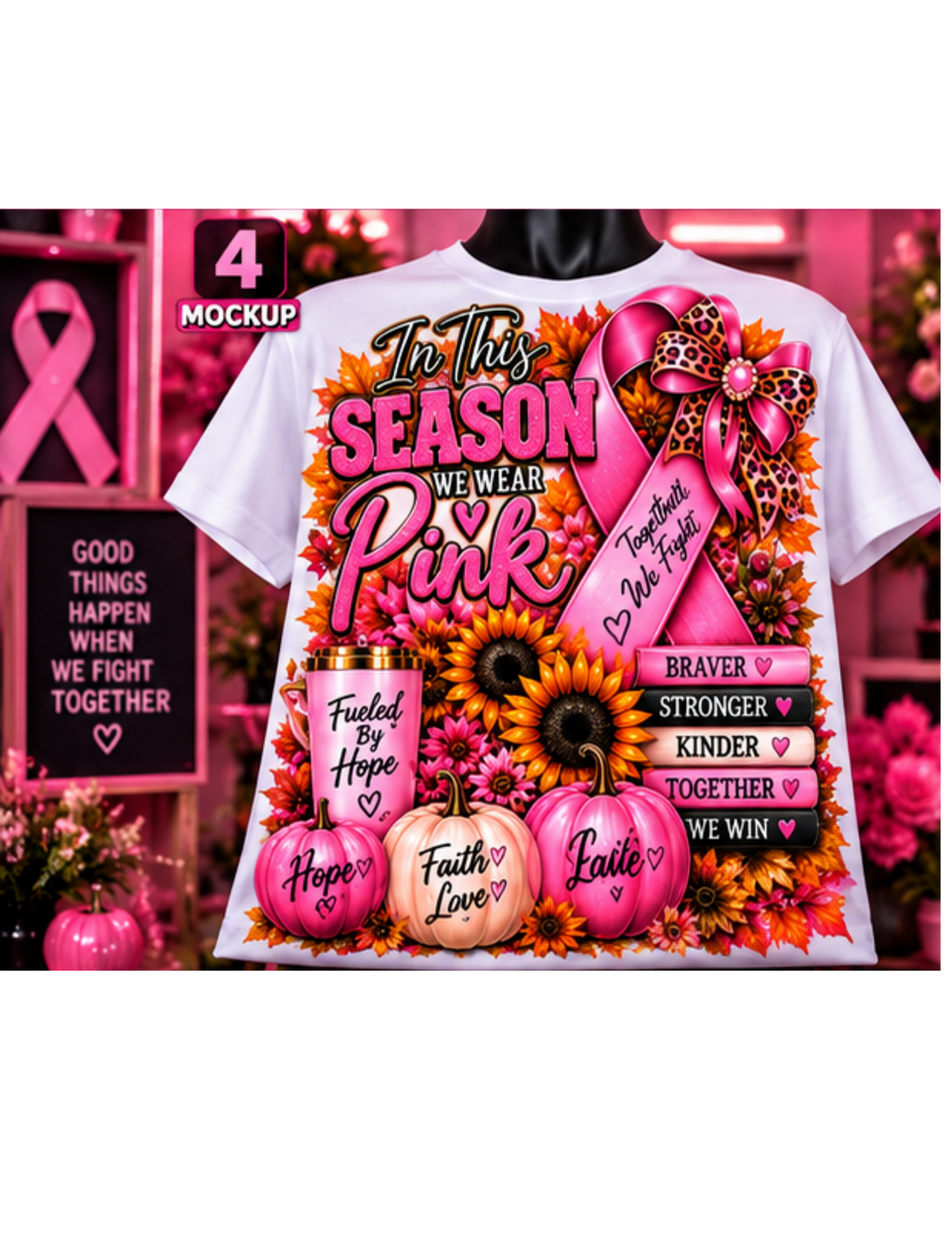 5 FALL BREAST CANCER TEMPLATES DTF ,SUBLIMATION,TUMBLERS,SHIRTS ,HOODIES