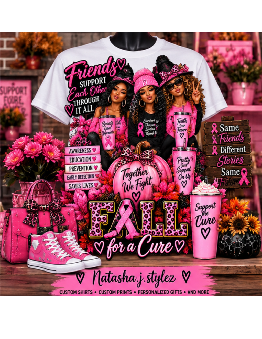 5 HALLOWEEN BREAST CANCER TEMPLATES . DTF,SUBLIMATION,TUMBLERS, SHIRTS , HOODIES AND MORE