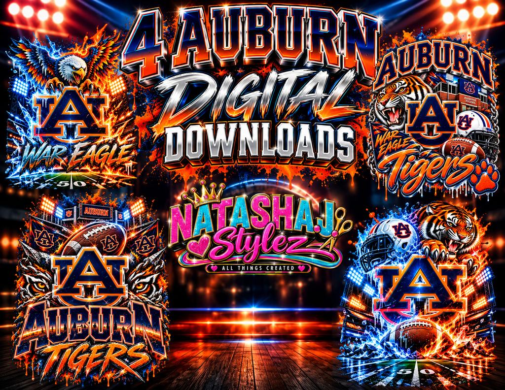 4 Auburn shirt or bag digital downloads, dtf, sublimation.