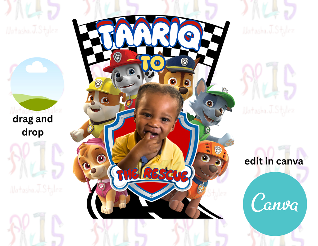9 Paw patrol and friends Canva editable downloads
