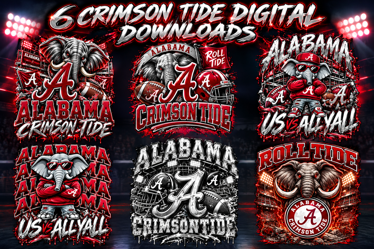 6 Crimson Tide digital download , dtf ,sublimation, shirts ,bags and more