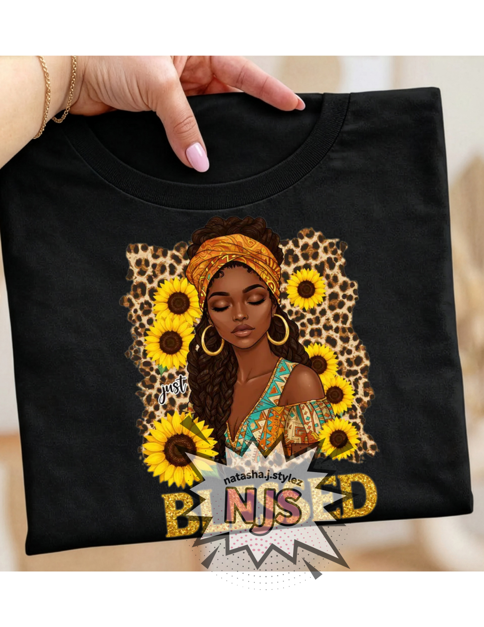 Blessed PNG, Black Woman Sunflower Shirt Design, African American Faith Sublimation, Leopard