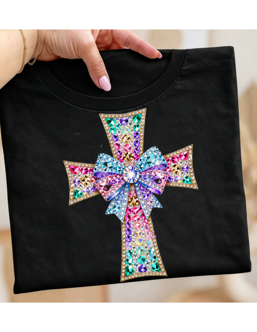 Cross PNG: Pink and Teal Faith Sublimation Design diamond png dtf, sublimation