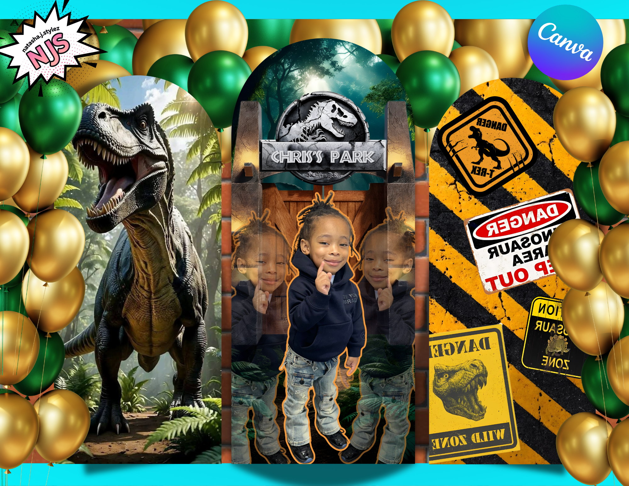 JURASSIC BACKDROP TEMPLATE EDIT IN CANVA