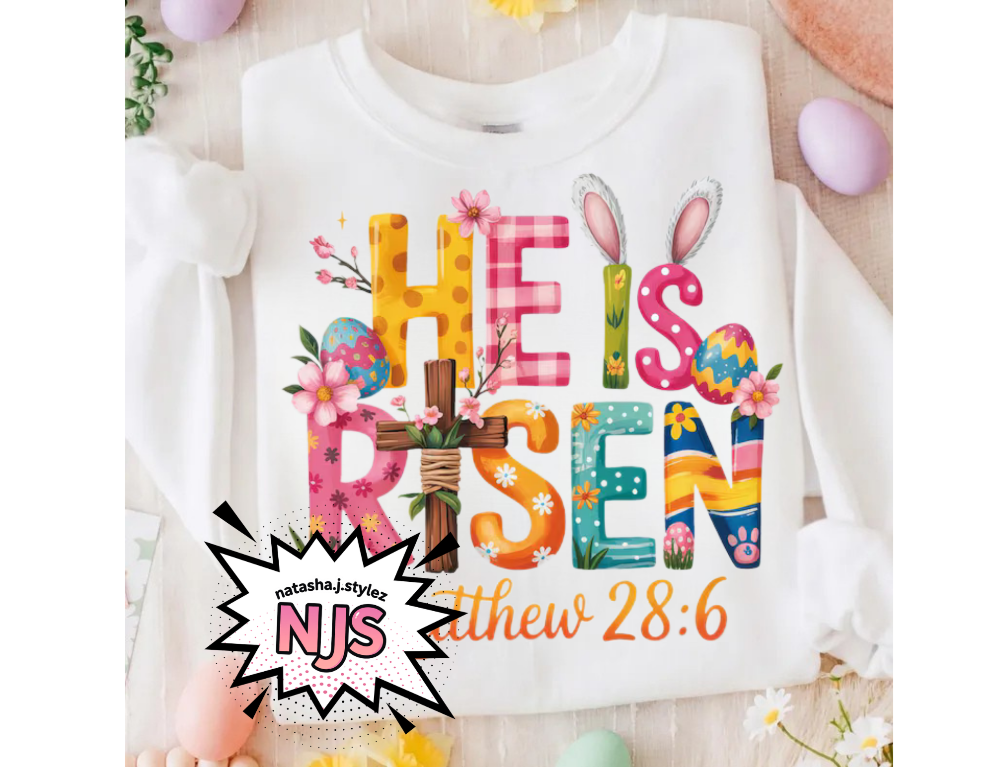 He is Risen Easter Matthew 28:6 PNG, Christian Sublimation Design, Trending Digital Download