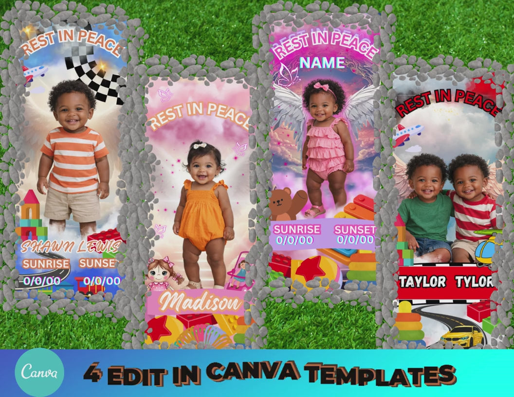 4 KID EDIT GRAVE BLANKET TEMPLATE CANVA EDIT