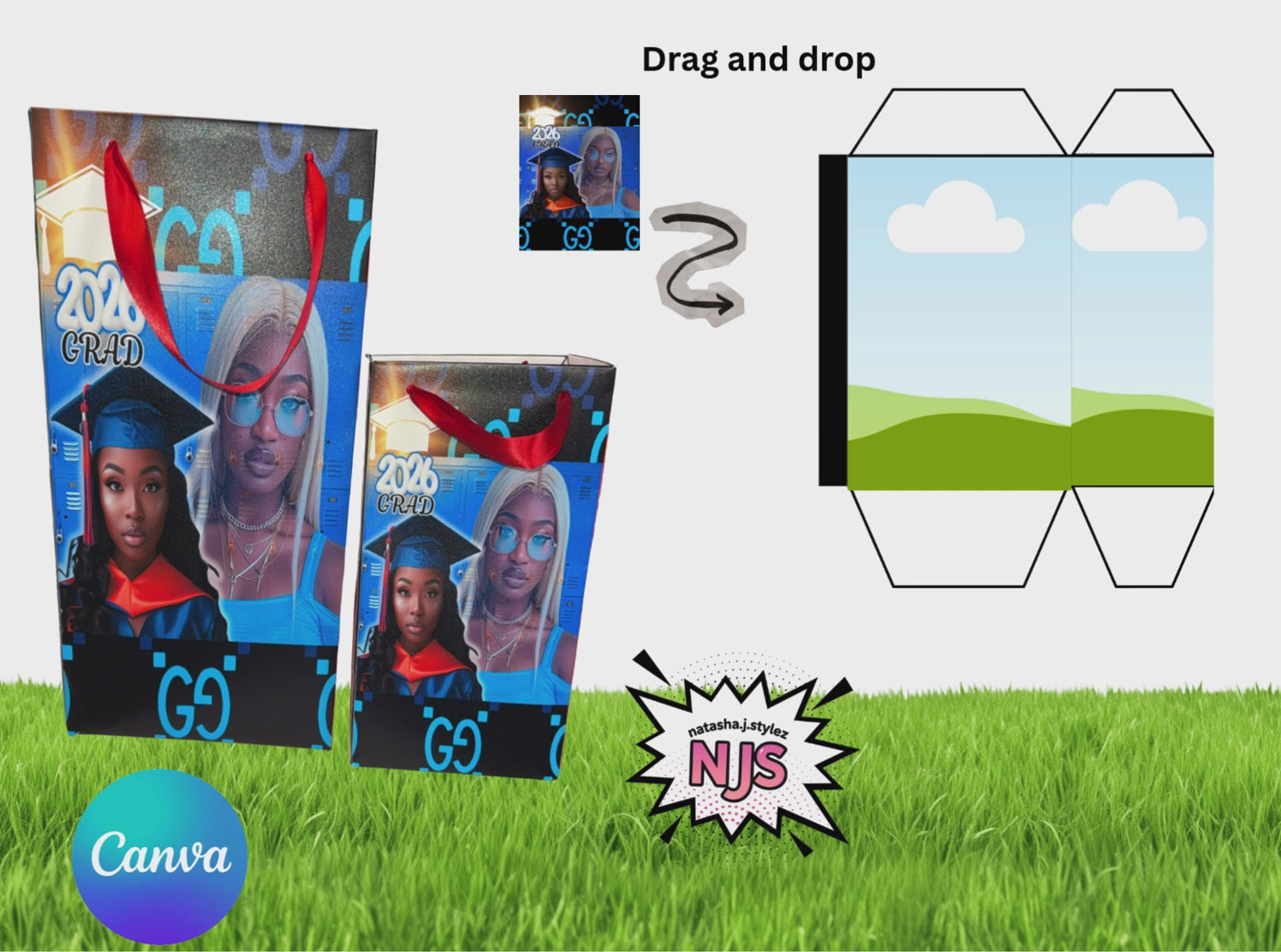 Grad Gift Bag template & Image edit in canva