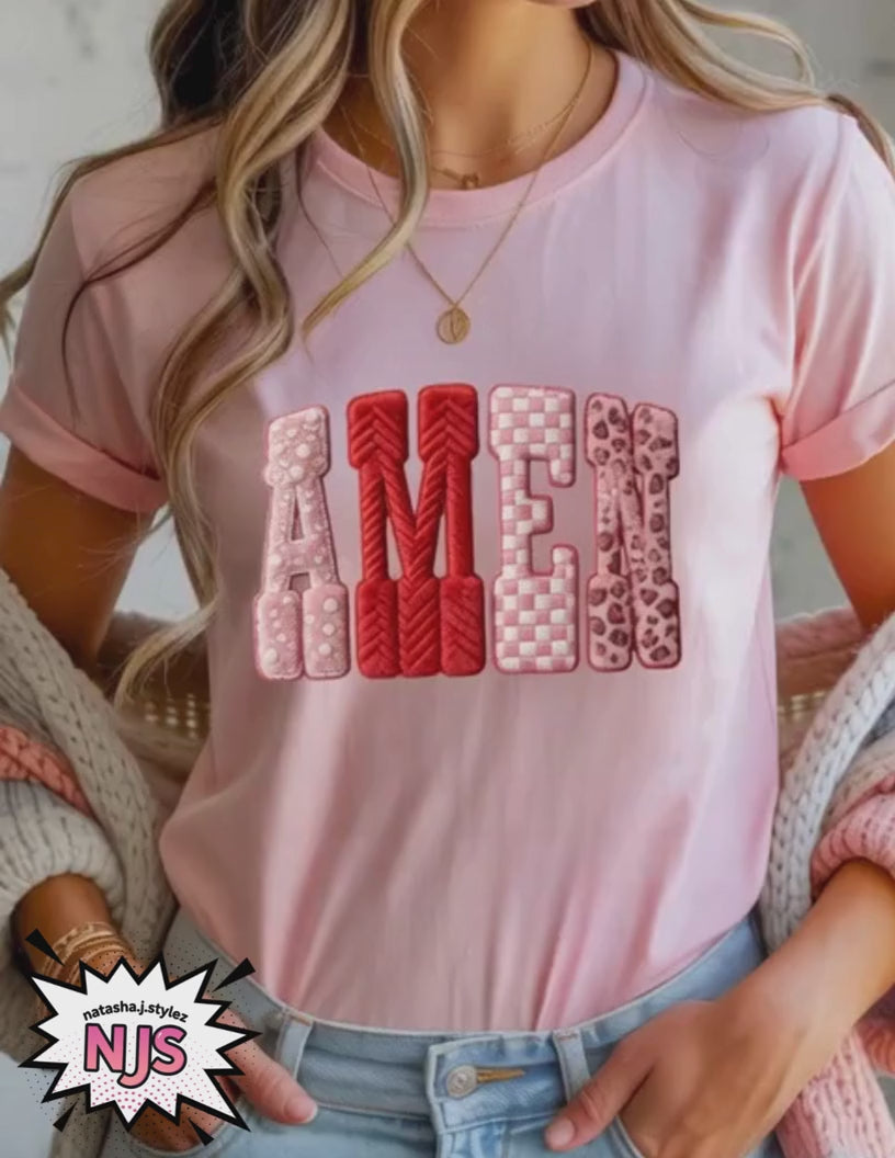 Amen red and pink png  Polka Dot  Png, Girly Religious Sublimation, dtf download