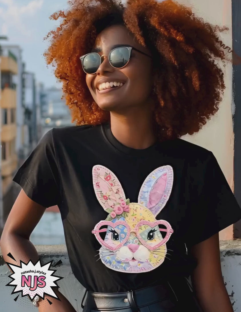 Patchwork Easter Bunny PNG: Floral Grandma Core Cottagecore Quilted Coquette Spring DTF , Sublimation